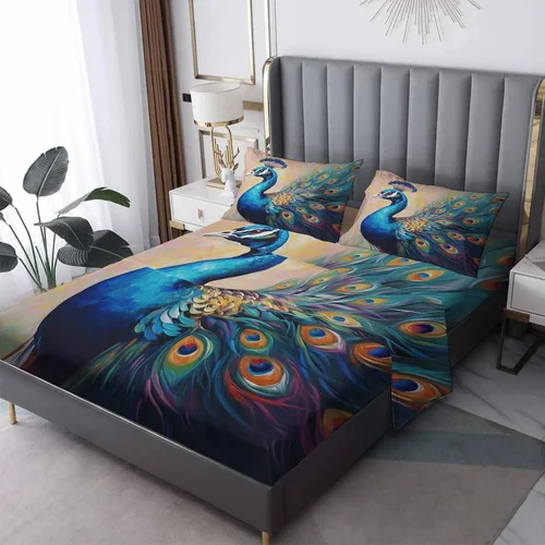 Vista 11 de Juego de sábanas tamaño individual – Juego de sábanas con estampado floral de pájaros, sábanas y fundas de almohada, microfibra suave y bolsillo