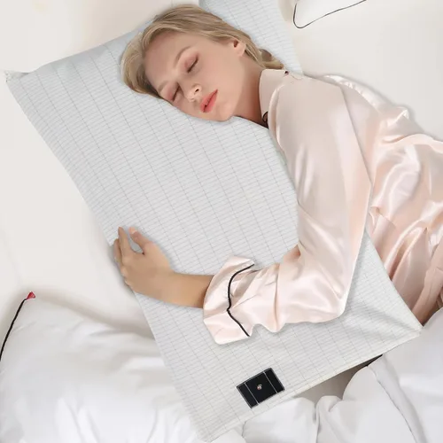 Vista 2 de 2 fundas de almohada de 20 x 30 pulgadas con cable de conexión a tierra, funda de almohada de algodón suave y cómoda, reduce la inflamación