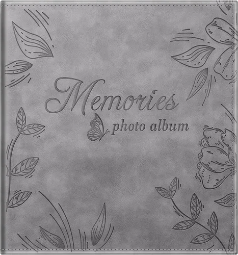 Vista 9 de Fintie Álbum de fotos autoadhesivo para fotos de 3 x 5, 4 x 6, 5 x 7, 6 x 8, 8 x 10, 60 páginas adhesivas con un bolígrafo metálico, libro de Gris