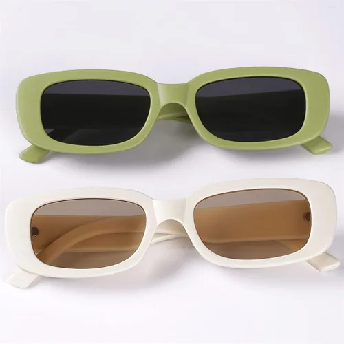Vista 6 de Tskestvy Gafas de sol rectangulares para mujer, gafas de sol retro de los años 90, modernas, Y2K, estéticas, vintage, cuadradas