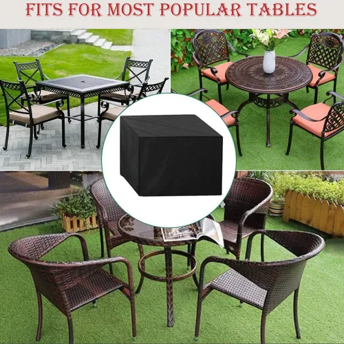 Vista 6 de Juego de fundas cuadradas / rectangulares para muebles de mesa de patio, impermeables, para interiores y exteriores, a prueba de polvo, para mesa