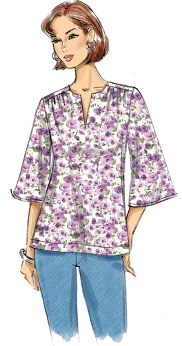 Vista 6 de BUTTERICK B6688A5 Easy Semi-Fitted Blusa de mujer patrones de costura, tallas 6-14, blanco
