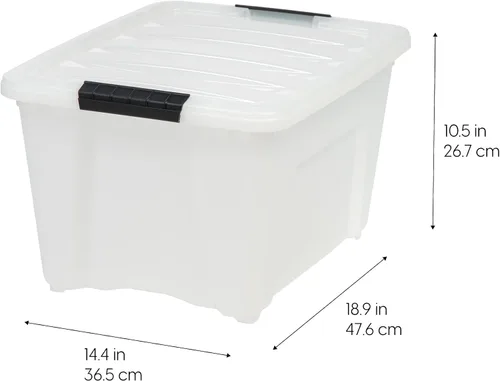 Vista 3 de IRIS USA, Inc. TB-28 - Caja apilable y de extracción de 32 cuartos de galón, contenedor de almacenamiento multiusos, paquete de 6, perla con TB-56D