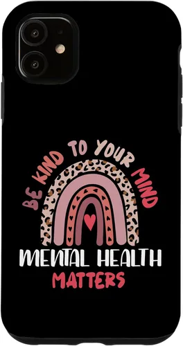 Vista 8 de iPhone 16 Mental Health Matters Rainbow Be Kind To Your Own Mind Case