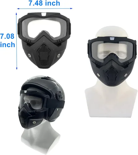 Vista 2 de LJDJ Gafas de motocicleta con máscara extraíble – Gafas de motocross ATV Anti-UV ajustables MX Riding Offroad Ciclismo Moto Gafas protectoras Racing