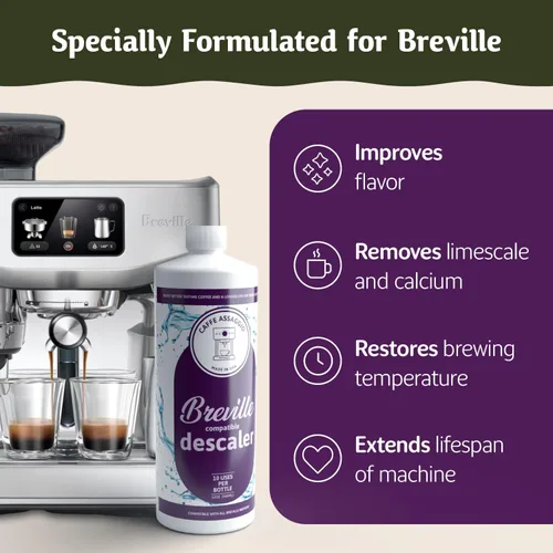 Vista 3 de Breville - Descalcificador (10 usos) especialmente formulado para descalcificar y limpiar tu máquina de café espresso Breville, kit