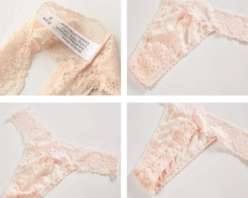 Vista 5 de ZBORH Ropa interior sexy de encaje para mujer de nailon hipster transparente paquete de 5