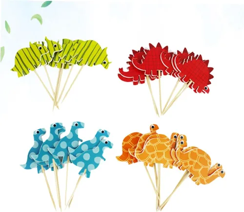 Vista 4 de 96pcs Dinosaur Birthday Cake Topper Paper Decorations for Parties