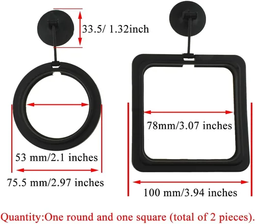 Vista 2 de 2 anillos de alimentación de peces de forma mixta de color negro, círculo flotante de alimentador de alimentos con ventosa para peces, tanque