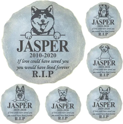 Vista 3 de Piedra conmemorativa personalizada para perros y gatos, piedra conmemorativa personalizada para mascotas con huella de pata, regalo por pérdida