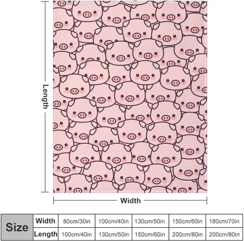 Vista 2 de Manta de cerdo para regalo, manta de franela polar de 30 x 40 pulgadas, suave para niñas, niños y adultos, ligera, cómoda, cálida manta con temática