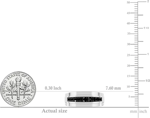 Vista 5 de Dazzlingrock Collection 0.23 Ctw Round Natural Diamond Nine Stone Single Row Wedding Band for Men in 925 Sterling Silver Negro diamond