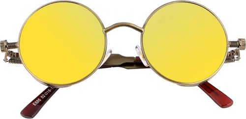 Vista 2 de FEISEDY Gafas de sol retro góticas steampunk marco de metal redondo círculo punk inspirado sombra hombres B1857