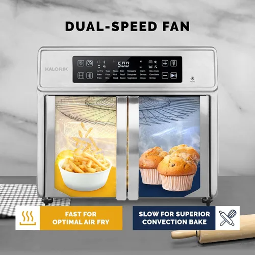 Vista 4 de Kalorik Horno freidora de aire MAXX Advance Series de 26 cuartos de galón con controles digitales, puerta de fácil visualización y 21 ajustes