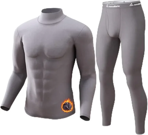 Vista 17 de Thermal Underwear Long Johns for Men Base Layer Cold Weather Set A-Negro