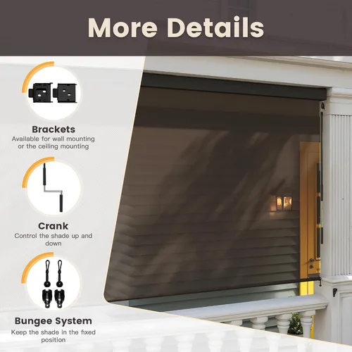 Vista 3 de VICLLAX Persiana Enrollable Premium para Exteriores de Tela PVC, Persiana Enrollable Exterior Operada con Manivela con Cenefa Protectora de Aluminio