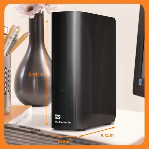 Vista 2 de Western Digital Elements Disco duro externo de escritorio de 12 TB, disco duro externo USB 3.0 para almacenamiento plug-and-play - Western
