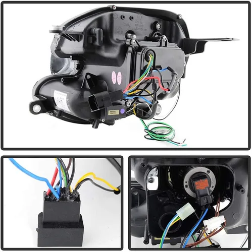 Vista 2 de ACANII - Para [Modelo Halógeno] 2007-2013 Mini Cooper Faros Delanteros Proyectores con Tubo de Luz LED DRL y Carcasa Negra
