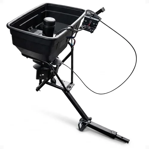 Vista 2 de Field Tuff Esparcidor de Transmisión de Semillas y Fertilizante de 12V con Capacidad de 80 Libras con Montaje Trasero o Frontal y Protector contra