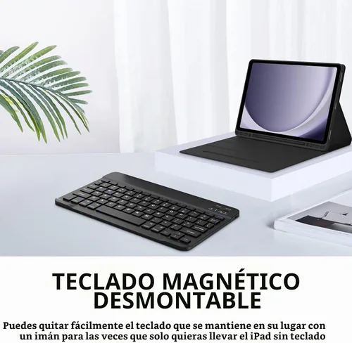 Vista 3 de Funda de teclado para Samsung Galaxy Tab A9+ Tablet de 11 pulgadas, teclado Bluetooth desmontable, funda inteligente Galaxy A9 Plus con teclado