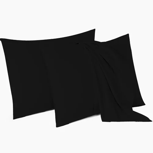 Vista 2 de Micropuff Fundas de almohada de tamaño estándar, extremo abierto, paquete de 2, funda de almohada hipoalergénica suave y transpirable. Funda de Negro