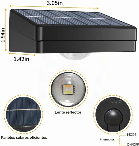 Vista 5 de Solar LED Wall Light, RGB Color Changing Spotlight - Waterproof Negro-RGB-12P