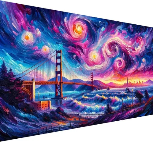 Vista 12 de ijbnhd Castillo de pintura de diamante 5D, kits de pintura de diamantes grandes para adultos, cielo estrellado de bricolaje, taladro completo