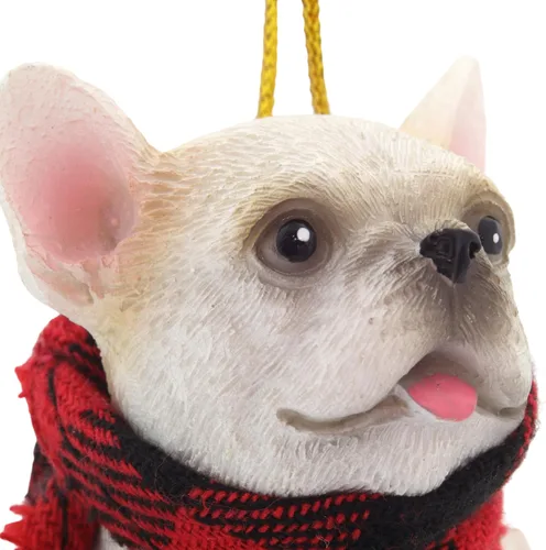 Vista 4 de Needzo Adorno navideño de bulldog, decoración festiva para colgar para mascotas, regalos para amantes de los perros, 2.5 x 1.3 x 2.5 pulgadas