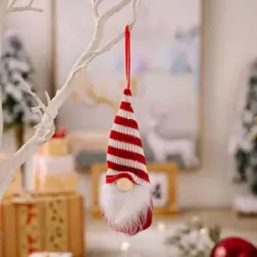 Vista 9 de Juego de 12 adornos de Navidad de gnomos suecos de felpa para árbol de Navidad, adornos de fieltro para árbol de Navidad, adornos para árbol