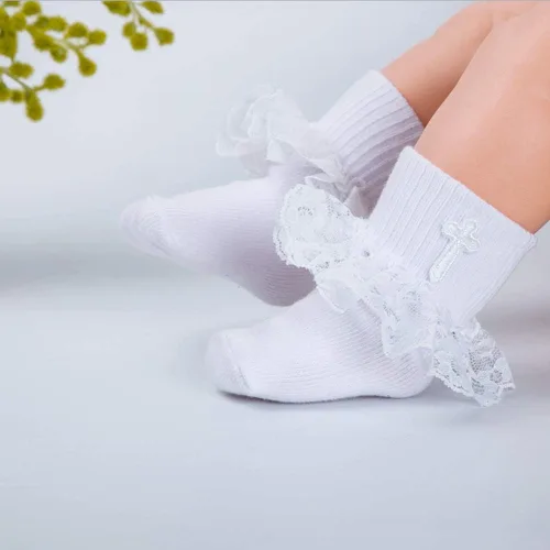 Vista 5 de Booulfi Baby Boy Shoes Baptism Christening Shoes and Socks Set 0-18 M Newborn Wihte Shoes for Infant