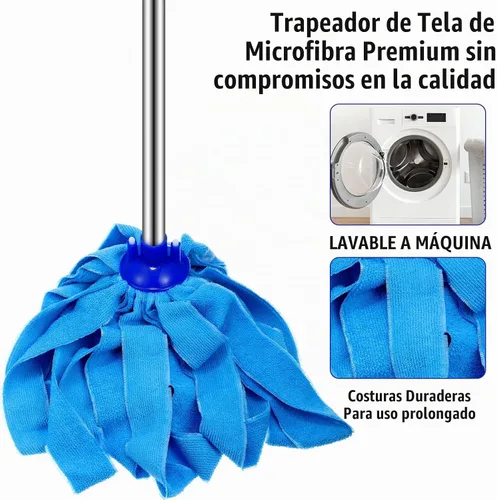 Vista 6 de Yaomiao 12 cabezales de microfibra de repuesto para mango de 0.8 de diámetro, limpieza de pisos, paño de algodón húmedo y seco, repuestos