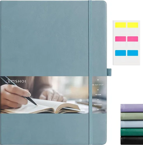 Vista 12 de EMSHOI Diario punteado, 8.5 x 11 pulgadas, tapa dura de cuero para mujeres y hombres, 192 páginas, cuaderno de cuadrícula de puntos de 100 GSM