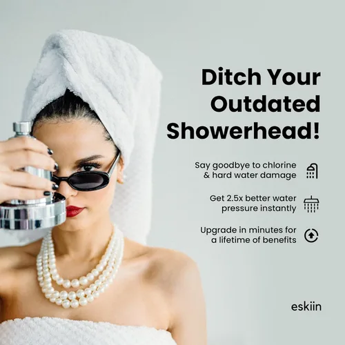 Vista 2 de Eskiin Cabezal de ducha filtrado, el mejor cabezal de ducha con filtros para un cabello y piel saludables, suavizante de agua de alta presión