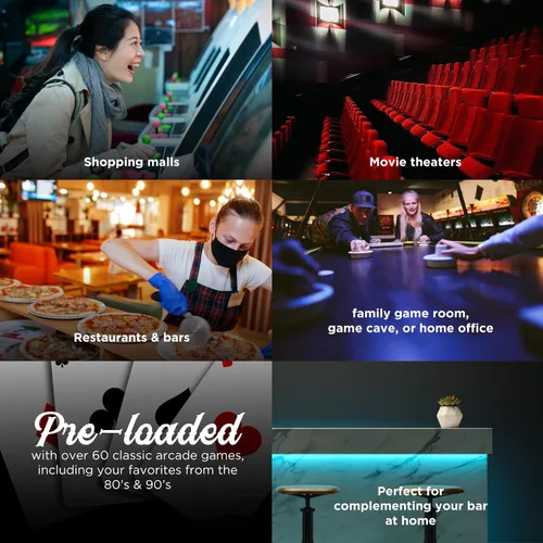 Vista 3 de Creative Arcades - Máquina de grado comercial de tamaño completo, mesa arcade estilo pub para gabinete de 2 jugadores para el hogar, 60