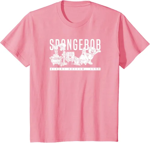 Vista 58 de Bob Esponja Vintage Group Simple Logo Camiseta, Negro