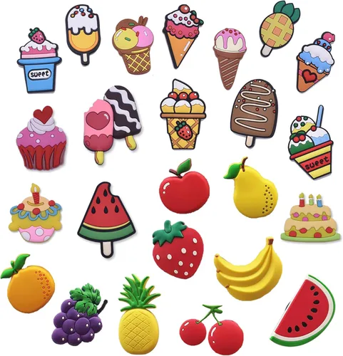 Vista 6 de Imanes de frutas para nevera, helado, refrigerador, frutas, decoración del hogar, calcomanías para pizarra blanca, 24 piezas