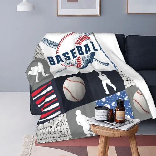 Vista 5 de Manta decorativa de béisbol – Cómodo forro polar de franela de felpa, ligera, cálida, suave, esponjosa, difusa, 40 x 50 pulgadas para niños, niños