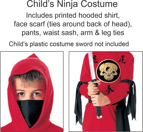 Vista 2 de Disfraz de ninja rojo para niños, L