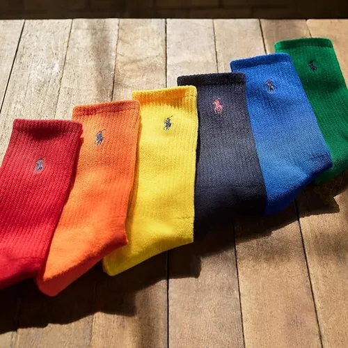 Vista 5 de POLO RALPH LAUREN Men's Athletic Performance Cotton Crew Socks-6 Pair Pack-Breathable Mesh & Sport Moisture Wicking
