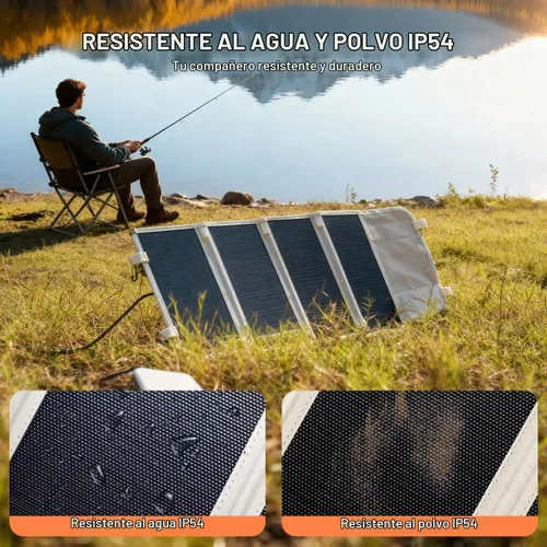Vista 5 de Litheli Cargador de panel solar portátil de 24 W, mini panel solar plegable para camping, senderismo y uso en ventanas, IP54 impermeable, USB