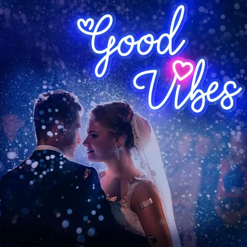 Vista 7 de Good Vibes - Letrero de neón para decoración de pared, regulable, alimentado por USB, luz de neón LED Good Vibes para fiesta y regalo