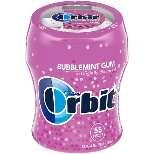 Vista 2 de Orbit Bubblemint Gum, botella de 55 piezas (paquete de 4), goma de mascar sin azúcar