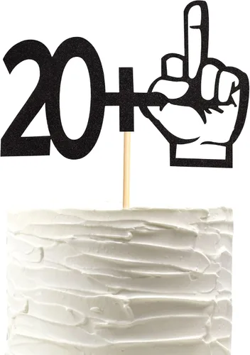 Vista 12 de Decoración para tartas con purpurina negra con dedo medio 15+1, decoraciones para fiesta de cumpleaños de 16 años, suministros divertidos