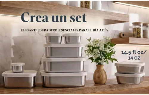 Vista 5 de Modaniam Flexibento - Juego de recipientes de acero inoxidable con tapas de silicona, paquete de 2 unidades de 14 onzas cada uno
