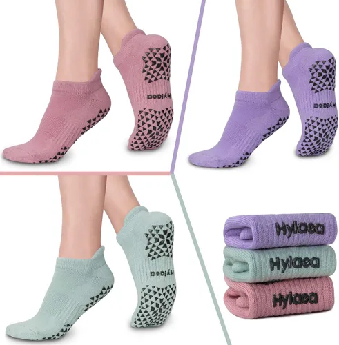 Vista 2 de Hylaea Calcetines antideslizantes unisex para yoga, hospitales, pilates y barre, al tobillo, acolchados