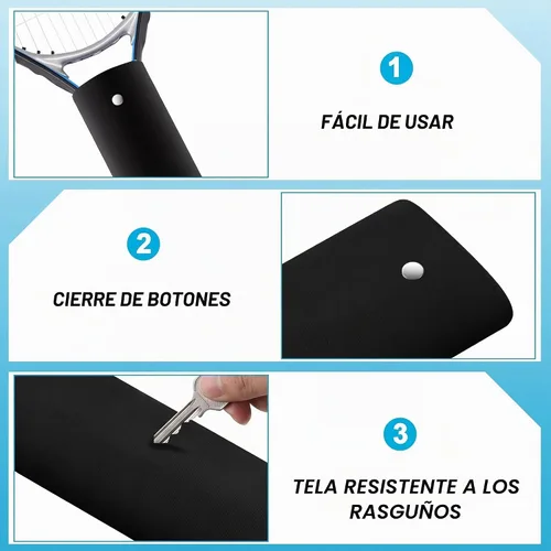 Vista 4 de Blueweenly 4 fundas para mango de raqueta de tenis, cubierta de agarre de raqueta de tenis, mango protector extraíble antideslizante de lona