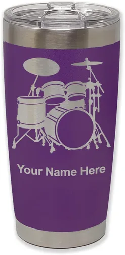 Vista 39 de LaserGram Vaso aislado al vacío de 20 onzas, juego de batería, grabado personalizado incluido (negro)