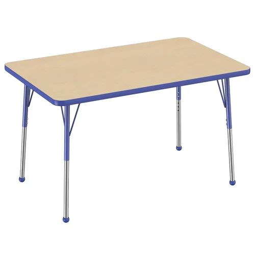 Vista 125 de FDP - Mesa rectangular para actividades escolares y de oficina (24 x 36 pulgadas), patas estándar con deslizadores giratorios, altura ajustable