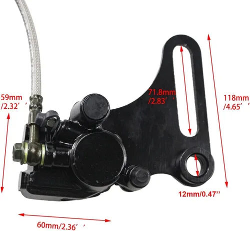 Vista 3 de PRO BAT Pinza de freno hidráulico de disco trasero de 0.472 in/0.47 pulgadas + rotor de freno de disco de 7.48 pulgadas + pastilla de freno