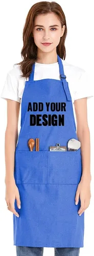 Vista 16 de TopTie Delantal con babero unisex de impresión personalizada, delantal ajustable de cocina de chef de lona de algodón con bolsillos